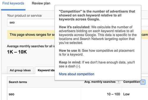 01 Google keyword competition